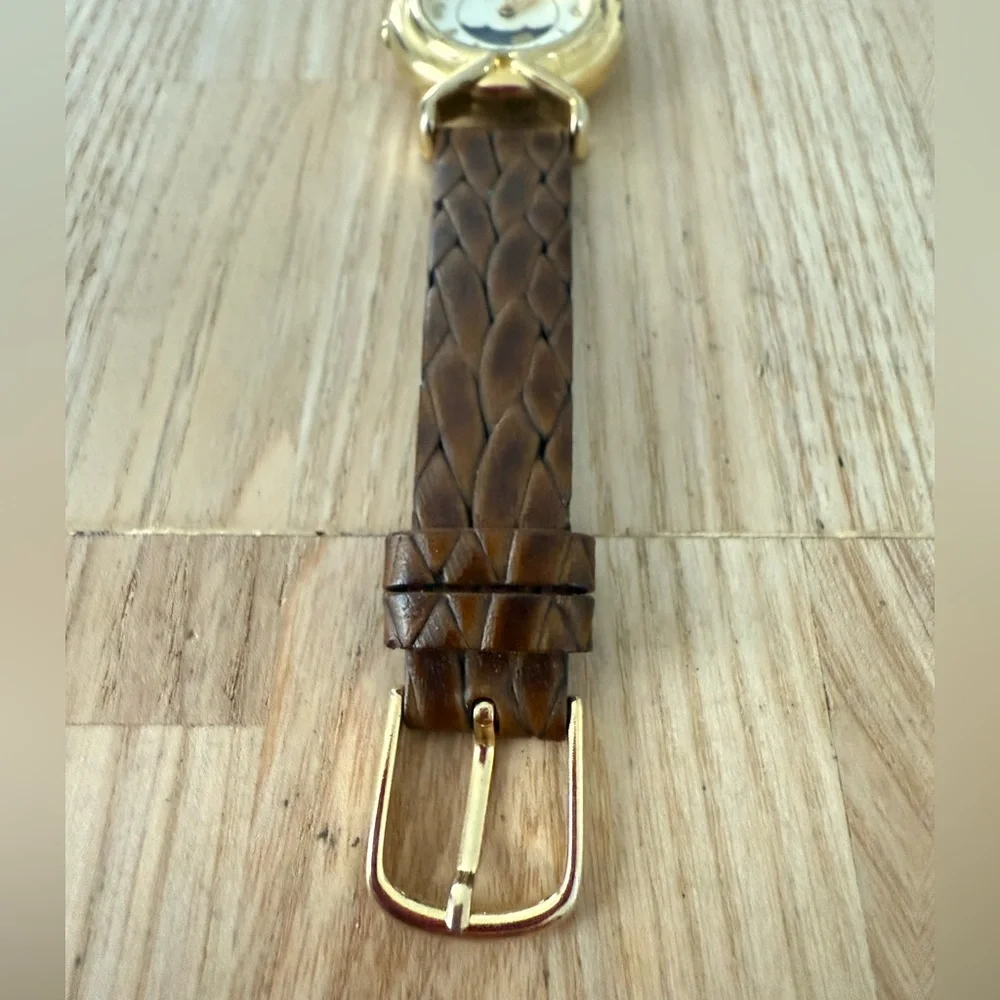Embassy ladies moon phase brown leather watch NEW BATTERY